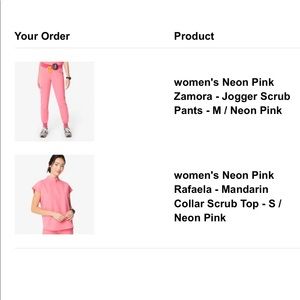 Figs jogger scrub set Neon Pink- scrub top- size small; scrub bottom size medium